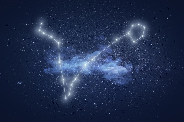 Free photo pisces sign constellation with clouds