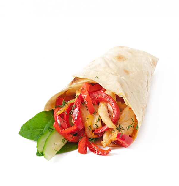 Free Photo pita stuffed with chicken and peppers