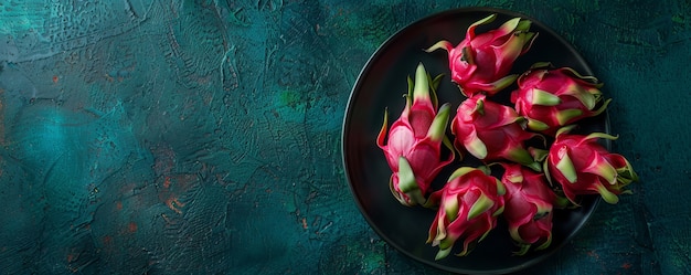 Pitahaya or dragon fruit still life in cinematic dark style