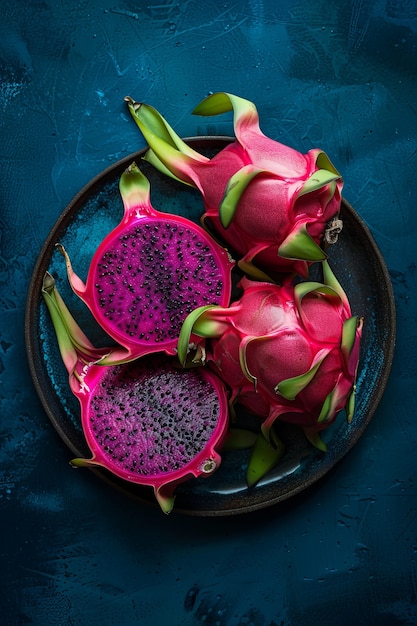 Free photo pitahaya or dragon fruit still life in cinematic dark style