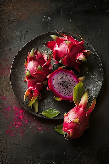 Free Photo pitahaya or dragon fruit still life in cinematic dark style