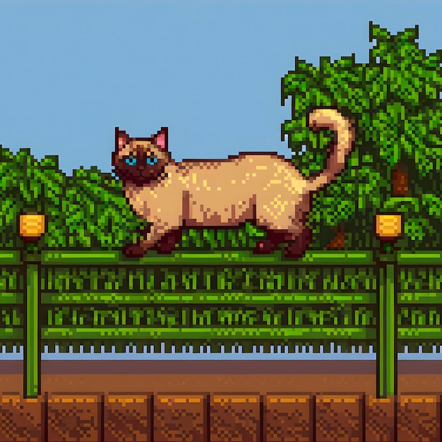 Free photo pixel art style scene with adorable pet cat