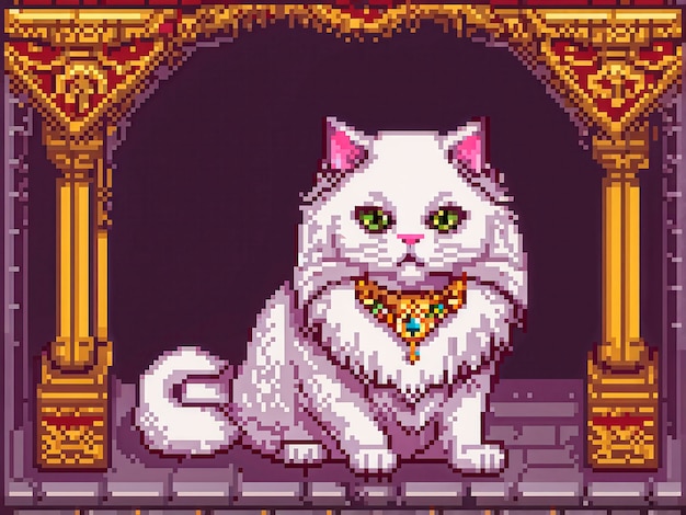 Free photo pixel art style scene with adorable pet cat