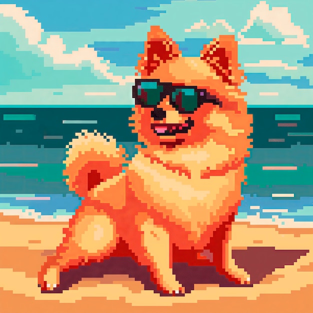 Free photo pixel art style scene with adorable pet dog