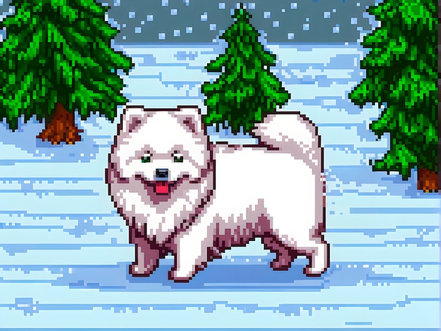 Free photo pixel art style scene with adorable pet dog