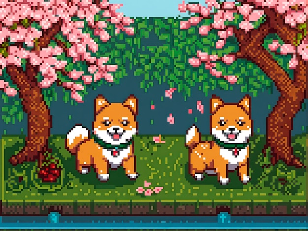 Free Photo pixel art style scene with adorable pet dog