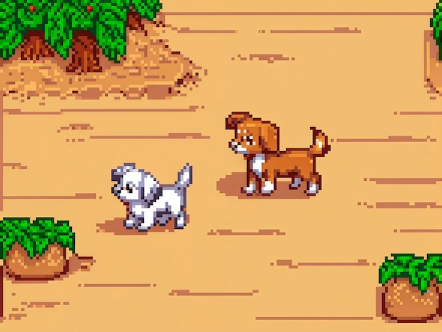 Free photo pixel art style scene with adorable pet dog