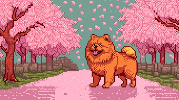 Free Photo pixel art style scene with adorable pet dog