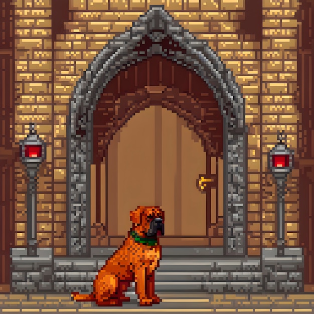 Free Photo pixel art style scene with adorable pet dog