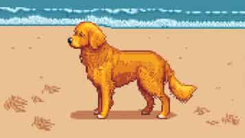 Free photo pixel art style scene with adorable pet dog