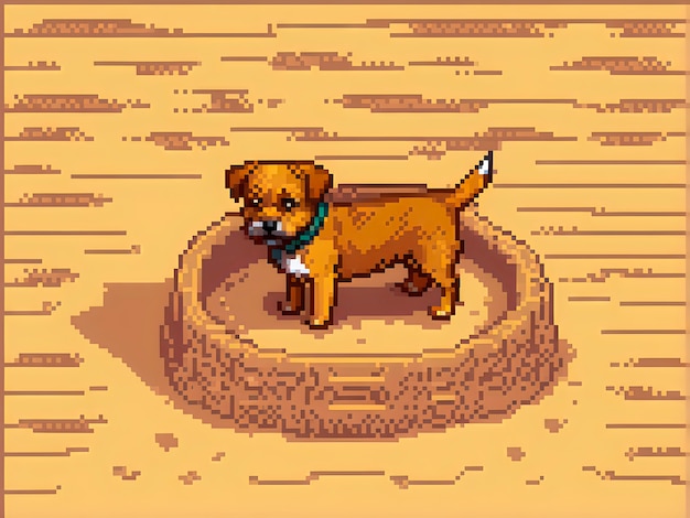 Free photo pixel art style scene with adorable pet dog