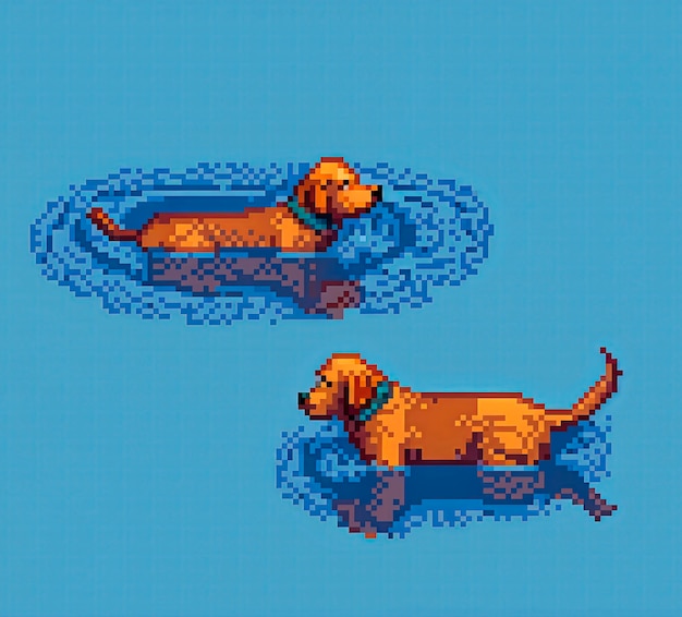 Free photo pixel art style scene with adorable pet dog