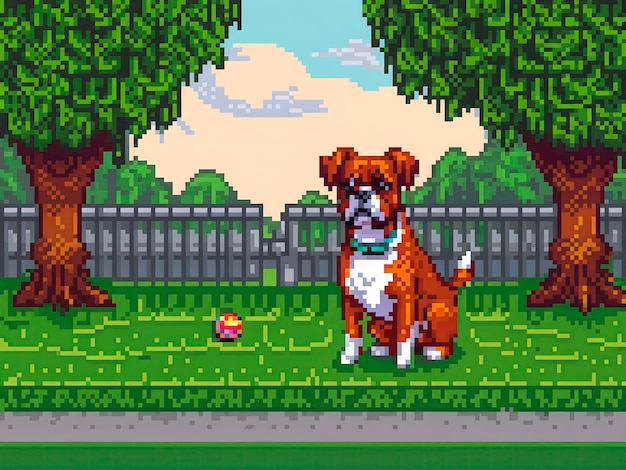 Free photo pixel art style scene with adorable pet dog