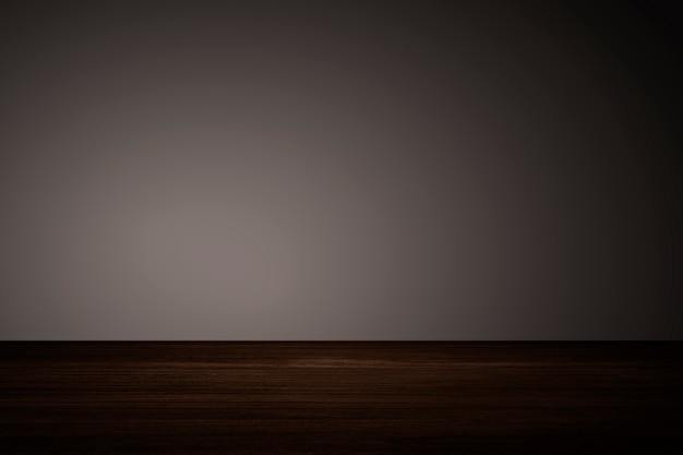 Free Photo plain dark brown wall with wooden floor product background