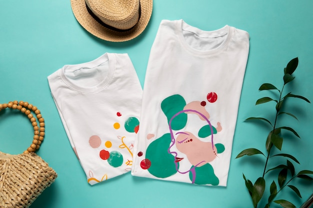 Free Photo plain white t-shirt with diy painted design