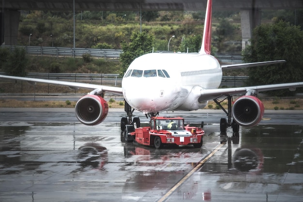 Plane at a airport terminal building