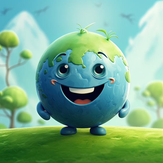 Planet earth in cartoon style