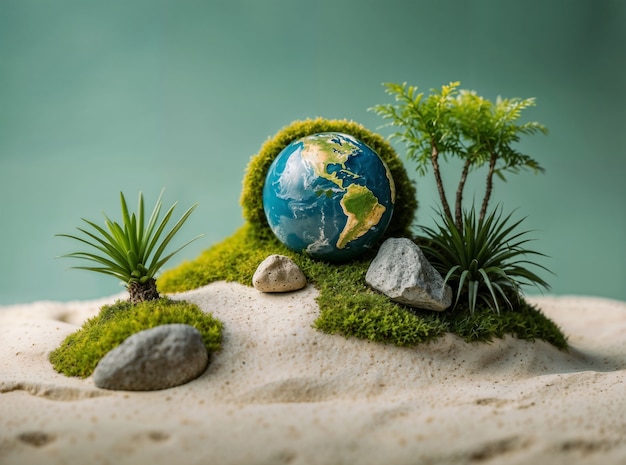 Free photo planet earth globe surrounded by vegetation and nature