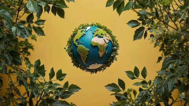 Free photo planet earth globe surrounded by vegetation and nature