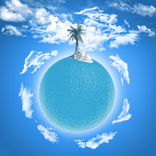 Free Photo planet with an island