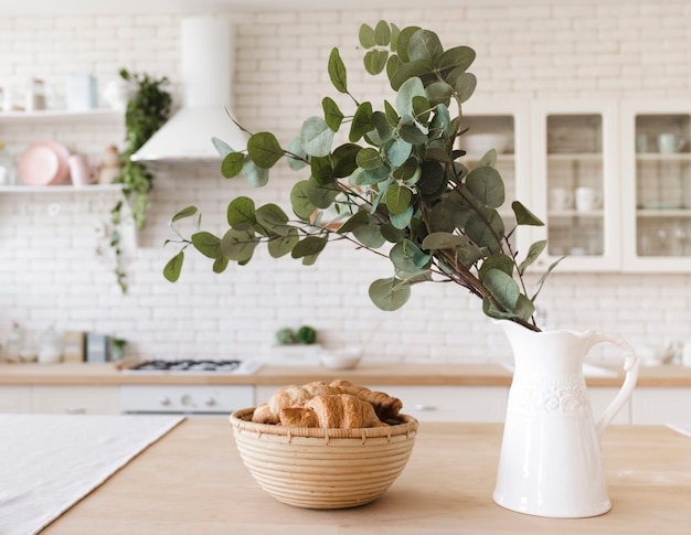 Free Photo plant decoration on tabletop in bright modern kitchen