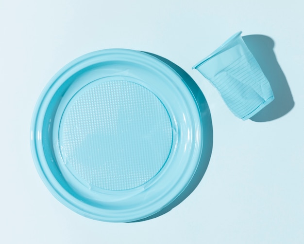 Plastic crushed cup and plate