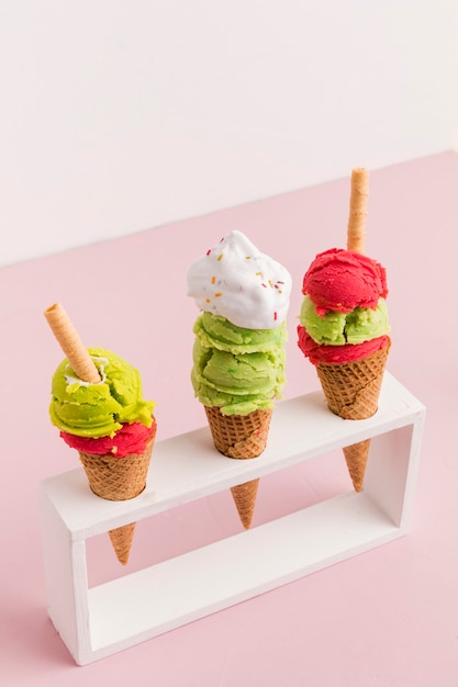 Plastic holder with colorful ice cream cones