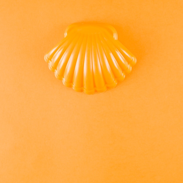 Plastic scallop on an orange background