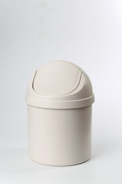 Free photo plastic trash can on white background