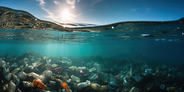 Free photo plastic waste quietly gathers in the ocean unnoticed by marine life