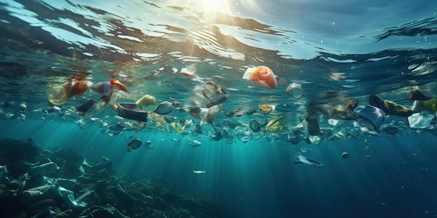 Free Photo plastic waste quietly gathers in the ocean unnoticed by marine life