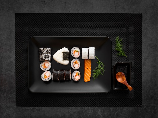 Plate of sushi assortment