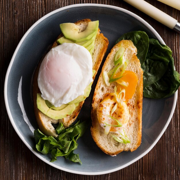 Plate with bread and fried egg