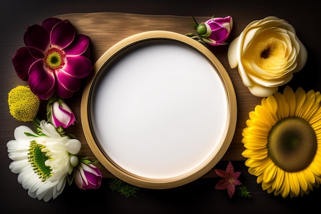 Free photo a plate with flowers and a white plate with a white plate with a white plate that says'white'on it