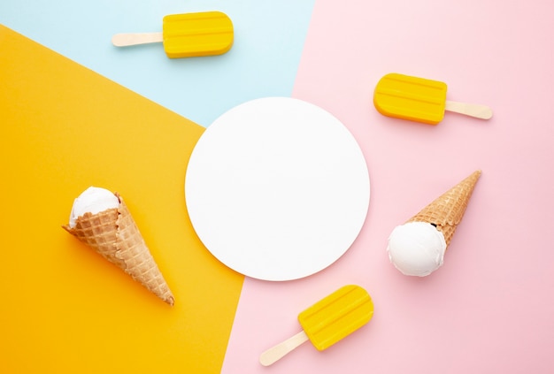 Plate with ice cream beside