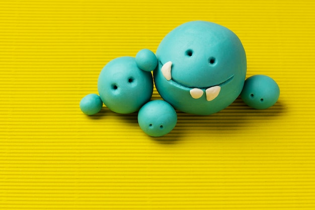 Free photo play dough monsters arrangement  high angle