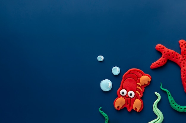 Free photo playdough art with crab underwater