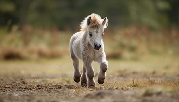 Free Photo playful puppy running in meadow with hound generated by ai