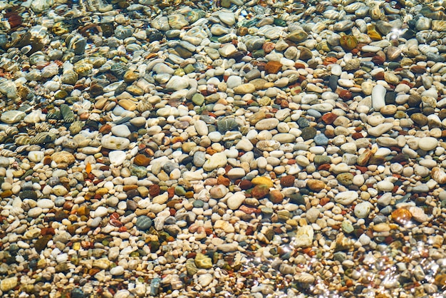 Free photo plenty of colorful pebbles on the seashore