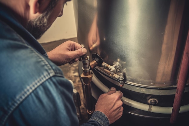 Free photo plumber fixing a boiler inside a house ai generative