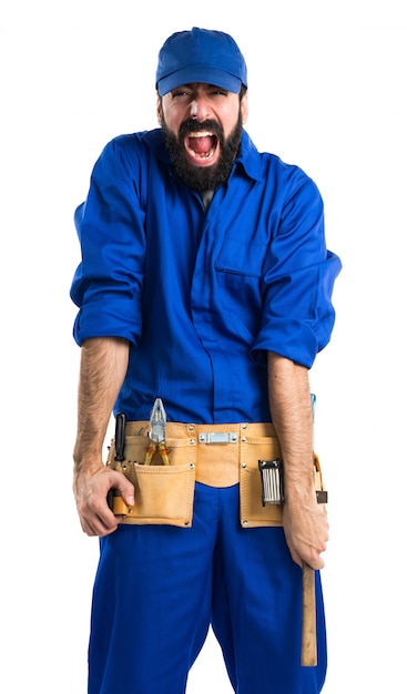 Free Photo plumber shouting