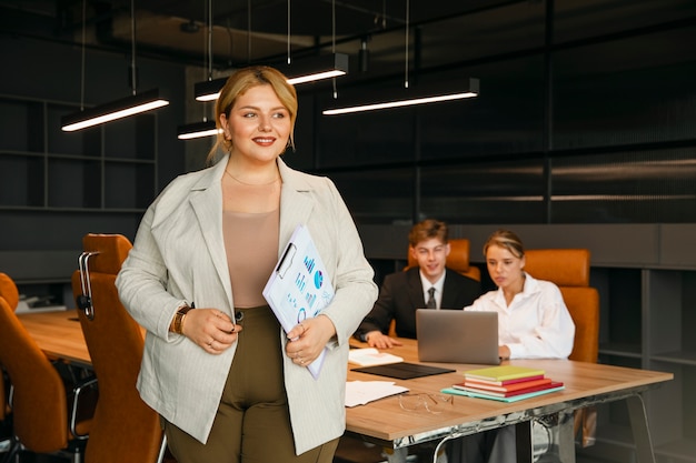 Plus-size business woman working in a professional office