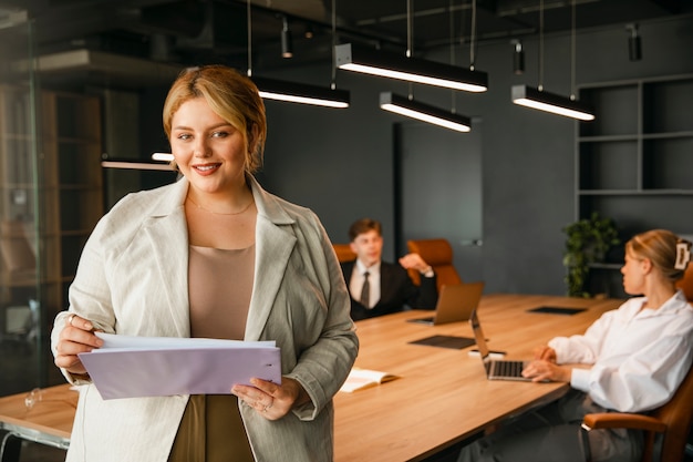 Plus-size business woman working in a professional office