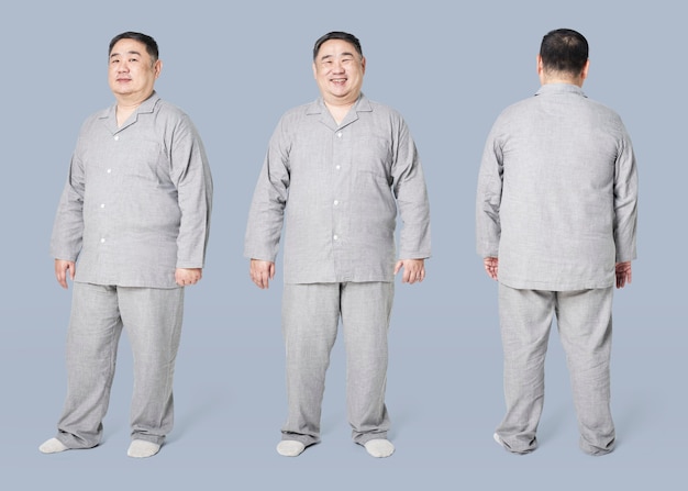 Plus size model gray sleepwear apparel full body