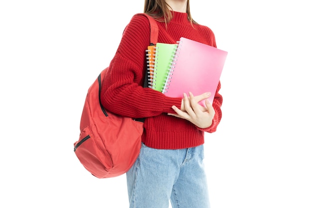 Free photo png girl with books in her hands isolated on white background