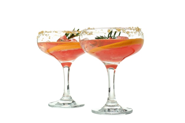 Free photo png grapefruit cocktail in two glasses isolated on white background