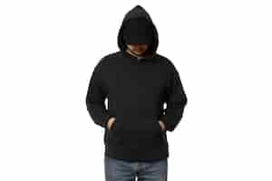 Free photo pnga guy in a black hooded sweatshirt isolated on white background