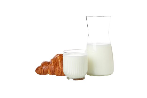 PNGCroissant with milk isolated on white background