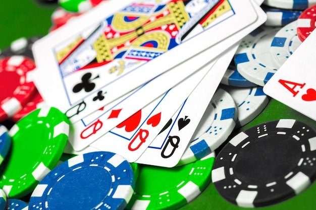 Free photo poker chips on the table