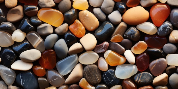 Free photo polished stones in earthy tones glisten with reflected light